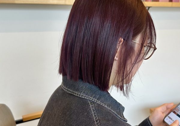 切りっぱなしボブ✖︎レッドブラウン
